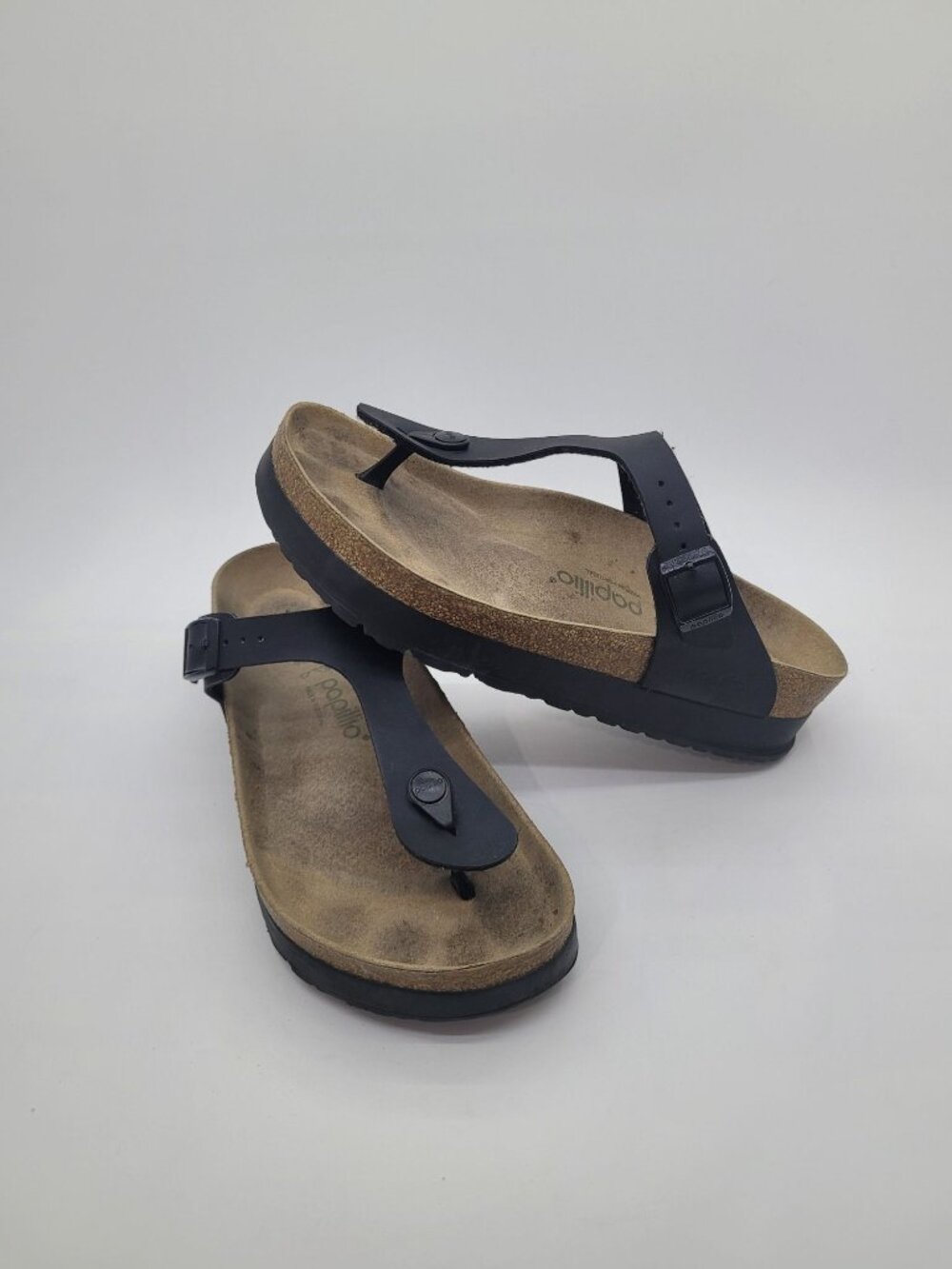 Papillio by Birkenstock Gizeh Black Leather Sandals Size 40 EU 9 US Women's